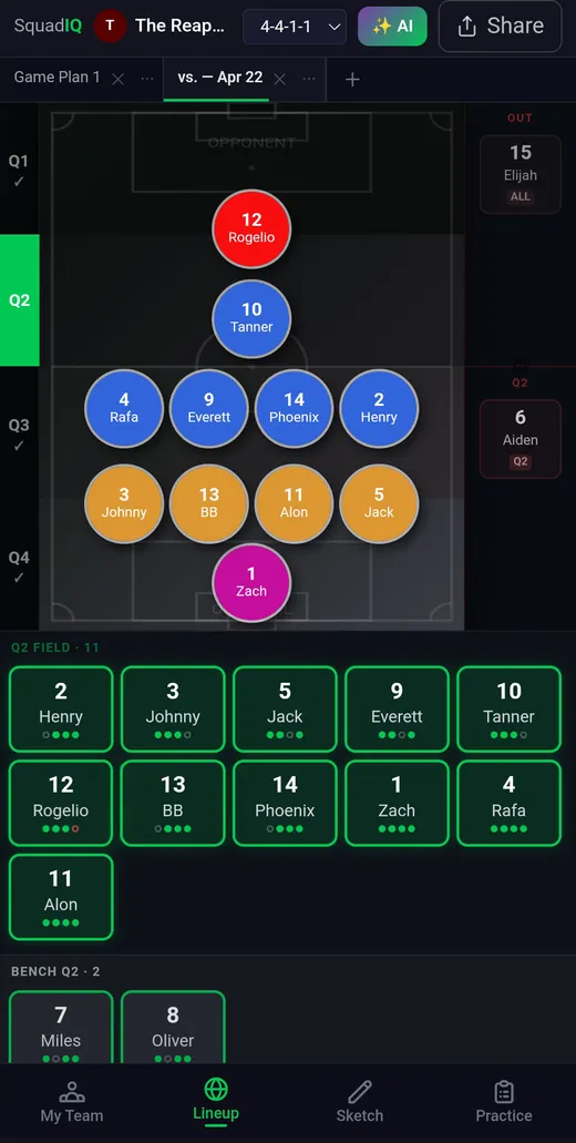 SquadIQ AI lineup planner