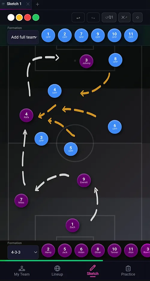 SquadIQ tactics sketch board