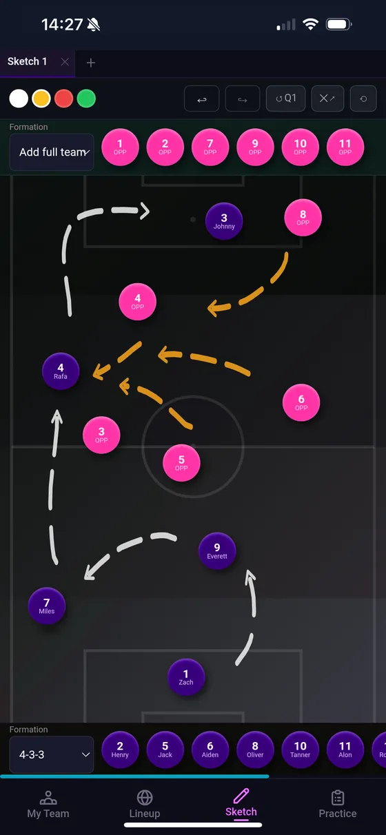 Sketch board in SquadIQ
