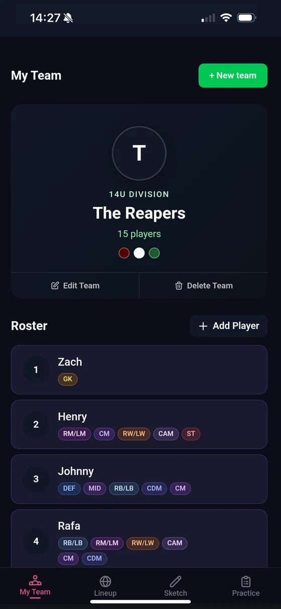 My Team in SquadIQ
